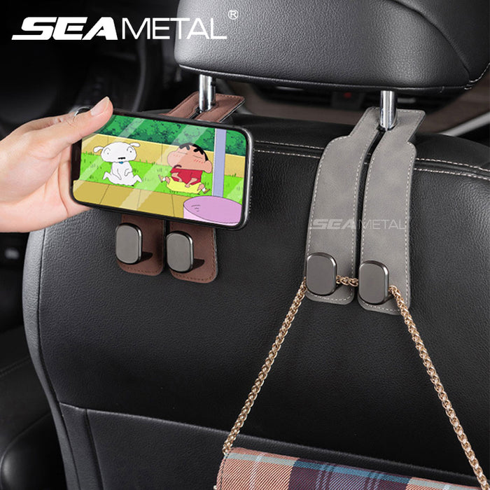 SEAMETAL Faux Leather Car Seat Headrest - Concealed Metal Hook Design, Strong Load-Bearing Capacity