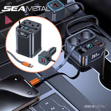 SEAMETAL 7 in 1 261W Car Charger Adapter PD USB Socket Cigarette Lighter Splitter Fast Charge With LED Voltmeter DC Outlet 24V/12V