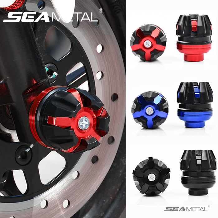 SEAMETAL Universal Front Suspension Protection Cup Frame Slider Falling Protector for Motorcycle Scooter E-Bike Aluminum and ABS