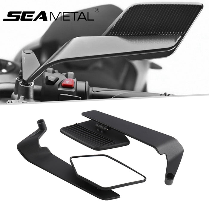SEAMETAL Motorcycle Side Mirror Rearview High Definition Vision Side Mirror Wind Wing Adjustable Rotating