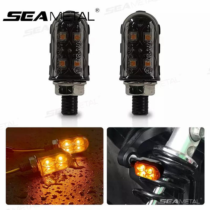 SEAMETAL LED Motorcycle Turn Signal Light Universal 4 LED Flashing Blinker Light