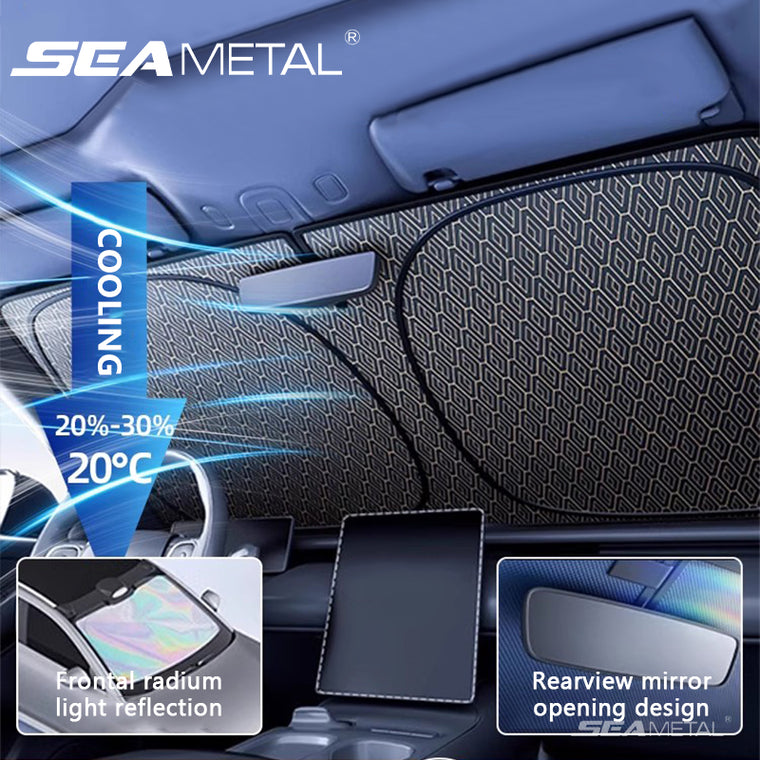 Car Windshield Sun Shade 5-Layer Laser Reflective Foldable UV Block Visor 140x70cm