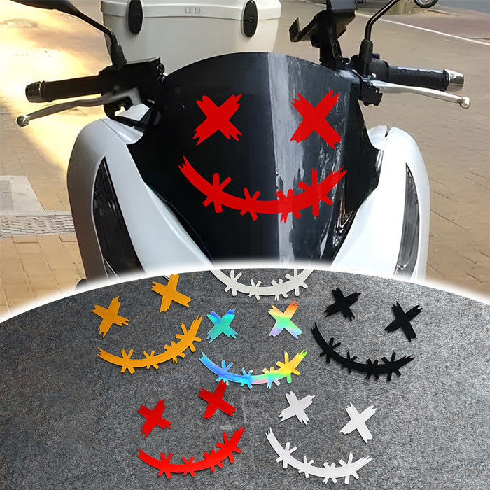 SEAMETAL Waterproof Reflective Stickers for Motorcycle Helmet, Demon Smiling Face Decal, Auto Body Decoration, Car Sticker, Laser