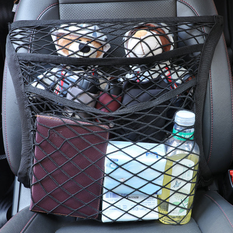 SEAMETAL Car Mesh Organizer, Seat Back Net Bag, Barrier of Backseat Pet Kids, Cargo Tissue Purse Holder, Driver Storage Netting Pouch