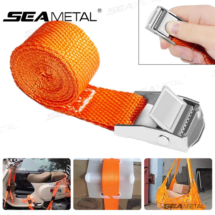 SEAMETAL 3/4/6m Car Cargo Lashing Straps with Buckle Tie-Down Belt Tow Rope Strong Ratchet Fixing Belt for Motorcycle Bicycle