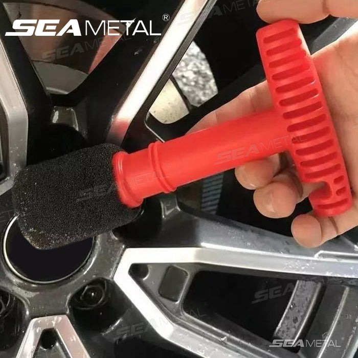 SEAMETAL Car Wheel Hub Nut Cleaning Brush Steel Ring Screw Gap Brush