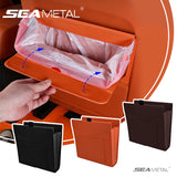 SEAMETAL Leather Car Trash Can Magnetic Seat Back Hanging Hidden Storage Bag Vehicle Interior Organizer Creative Car Accessories