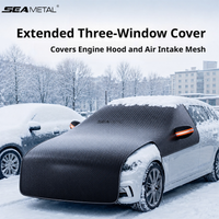 SEAMETAL Extended Car Windshield Snow Cover with Side-Window and Hood Coverage, Mirror Pockets and Securing Straps