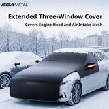 SEAMETAL Extended Car Windshield Snow Cover with Side-Window and Hood Coverage, Mirror Pockets and Securing Straps