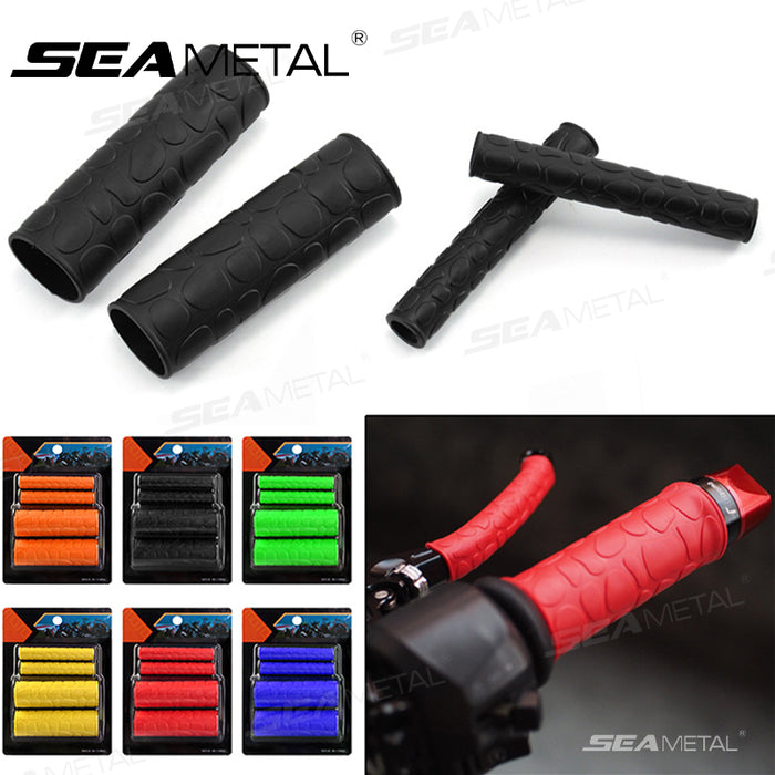 SEAMETAL Universal Motorcycle & Scooter Handlebar Grips, Non-Slip Rubber Sleeves with Metal Bar Ends