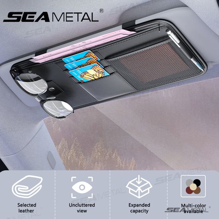 SEAMETAL Car Sun Visor Storage Box Interior Auto Sunglasses Case Cards Holder