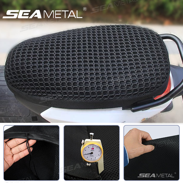 SEAMETAL Motorcycle 3D Mesh Fabric Anti-Skid Pad Scooter Seat Electric Bike Seat Cover
