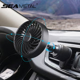 SEAMETAL Car Fan Air Outlet Fan 360 Rotating 3-speed Adjustable Cooling Wind Car Air Vent Conditioning Cold Fan