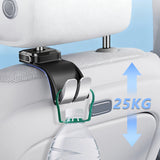 SEAMETAL Car Headrest Hook Premium ABS Rear Seat Hanging Dual Hook 20KG Large Load-Bearing Hook Hanger Universal