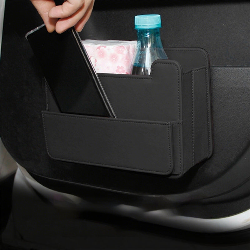 SEAMETAL Car Interior Storage Organizer Foldable Leather Trash Bin Seatback Hanging Multi Pocket Car Door Storage Box Accessories