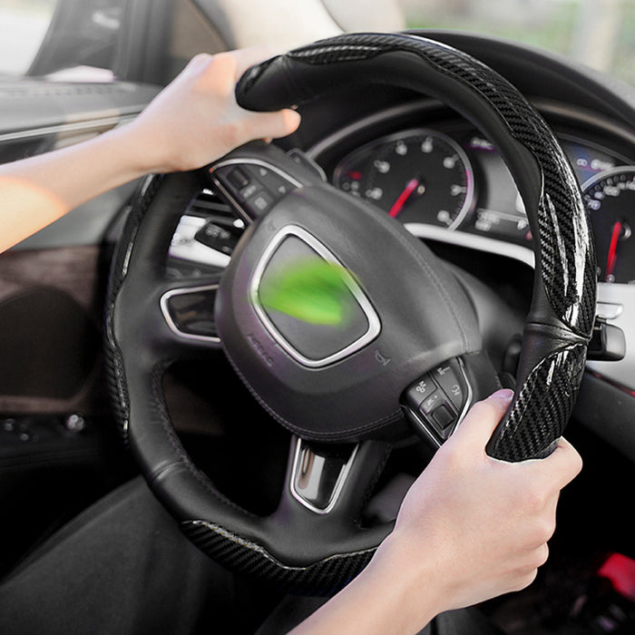 SEAMETAL Carbon Fiber Car Steering Wheel Cover Anti Slip Steering Wheel Protector Cover Durable Wear-Resistant