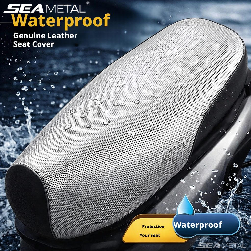SEAMETAL Leather Motorcycle Seat Cushion Cover Universal Anti-slip Seat Protector Mat Rainproof Sun-proof Wear-resistant