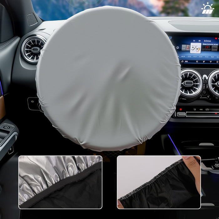SEAMETAL Universal Car Steering Wheel Sunshade Silver Coated Cloth Auto Steering Wheel Cover Sun Protection Insulation