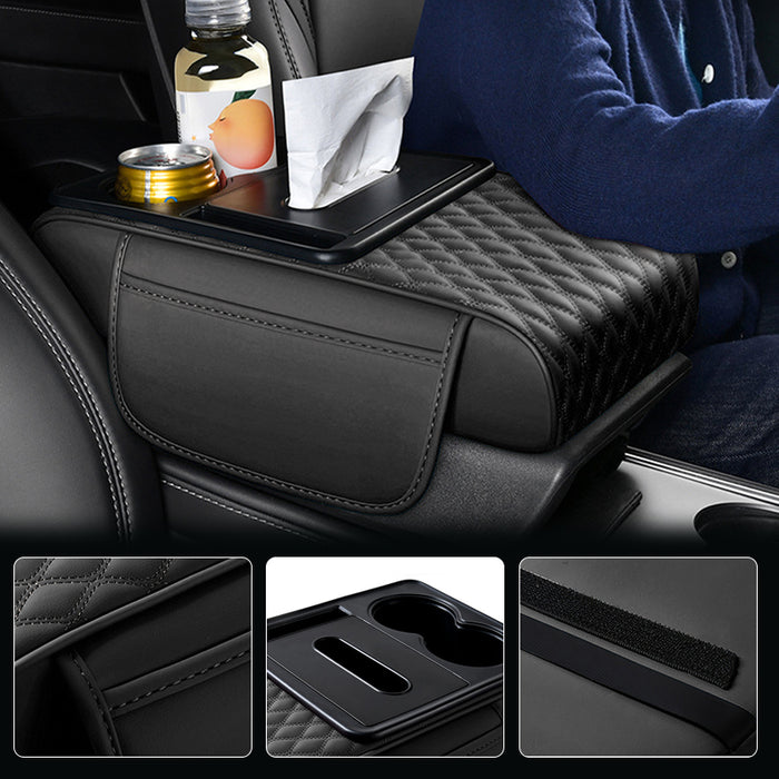 SEAMETAL 5 in 1 Car Armrest Cover Center Console Organizer Tissue Box Cup Holder