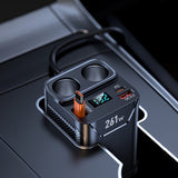 SEAMETAL 7 in 1 261W Car Charger Adapter PD USB Socket Cigarette Lighter Splitter Fast Charge With LED Voltmeter DC Outlet 24V/12V