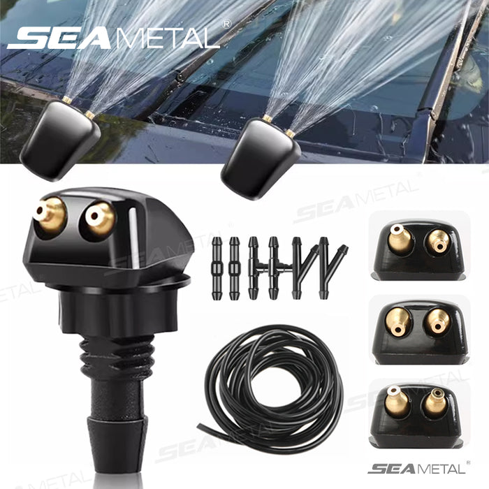 SEAMETAL Adjustable Car Windshield Wiper Washer Spray Nozzle Dual Hole Hose Wiper Water Jet