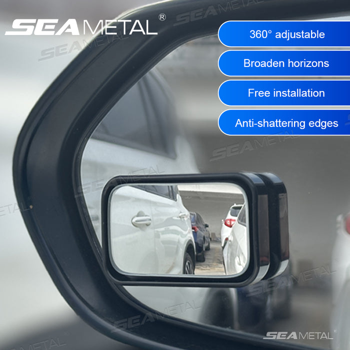 SEAMETAL 360° Rotatable HD Glass Car Blind Spot Mirror, Wide Angle Auxiliary Rearview Mirror
