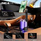 SEAMETAL Car Cup Holder Phone Mount with Height-Adjustable Stem and Single or Dual Magnetic Heads Above the Cup Opening