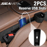 SEAMETAL Car Seat Gap Organizer Pair with Cup Holders, Long Storage Pockets and Concealed Hooks for Small Bags