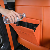 SEAMETAL Leather Car Trash Can Magnetic Seat Back Hanging Hidden Storage Bag Vehicle Interior Organizer Creative Car Accessories