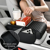 SEAMETAL Car Arm Rest Cushion Thicken High-Density Sponge Center Console Armrest Box Cover Wireless Charging