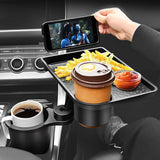 SEAMETAL Car Cup Holder Expander Multi-Function Drink Holder with Food Table 360-Degree Adjustable Base Tray for Snack