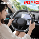 SEAMETAL Car Clip-On Steering Wheel Cover Segments with Carbon-Look Pattern, Curved Grip Sections and Two or Four Pieces