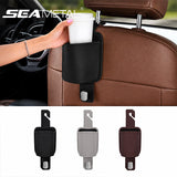 SEAMETAL Car Headrest Cup Holder Pocket with Lower Bag Hook, Open-Top Pouch and Hook-On Strap in Single or Pair Packs