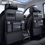 SEAMETAL Car Seat Back Storage Bag Pu Leather Auto Back Seat Organizer Car Tissue Box