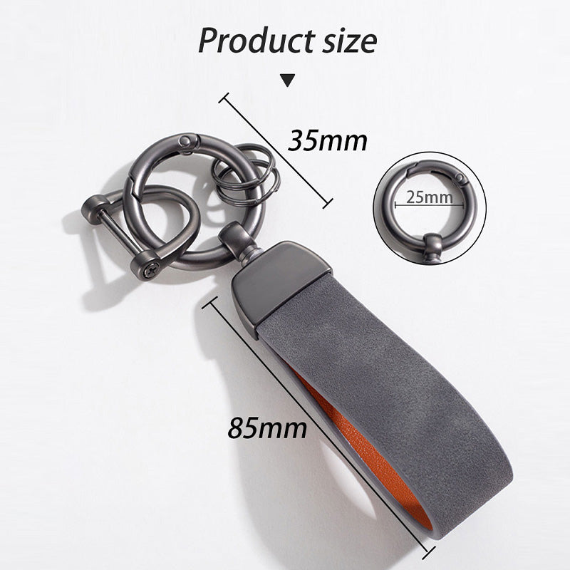 Car Key Chain Vintage Leather Zinc Alloy Keychain Universal Auto Single Circle Anti-Lost Decor Keyring