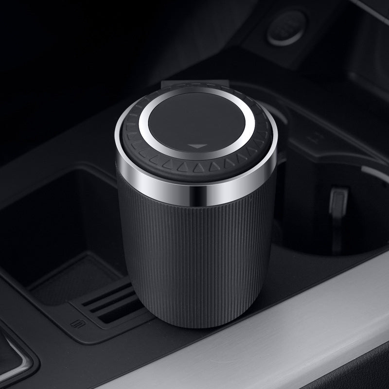 SEAMETAL Car Ashtray with Lid Smell Proof Stainless Steel Blue Led Portable Ashtray Cup for Auto