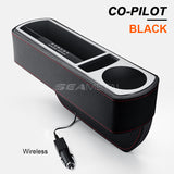 Car Seat Gap Storage Box 12V USB Wireless Charging Phone Interior Auto Seat Crevice Organizer