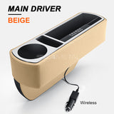 Car Seat Gap Storage Box 12V USB Wireless Charging Phone Interior Auto Seat Crevice Organizer