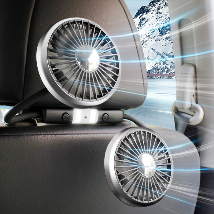 SEAMETAL USB Car Fan for Backseat 3 Speeds Headrest Electricfan with LED Lights