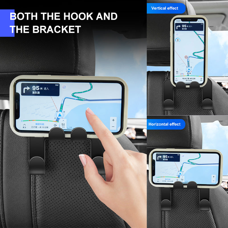 SEAMETAL Car Seat Back Hook 2pcs Car Headrest Storage Hook Multi-functional Car Phone Holder Hanging Hook Interior Accessories