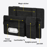 PU Leather Car Sun Visor Storage Bag Fur Car Sun Glasses Case Card Clip