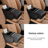 SEAMETAL Universal Fit Faux Leather Car Armrest Cushion with Tissue Box, Cup Holder