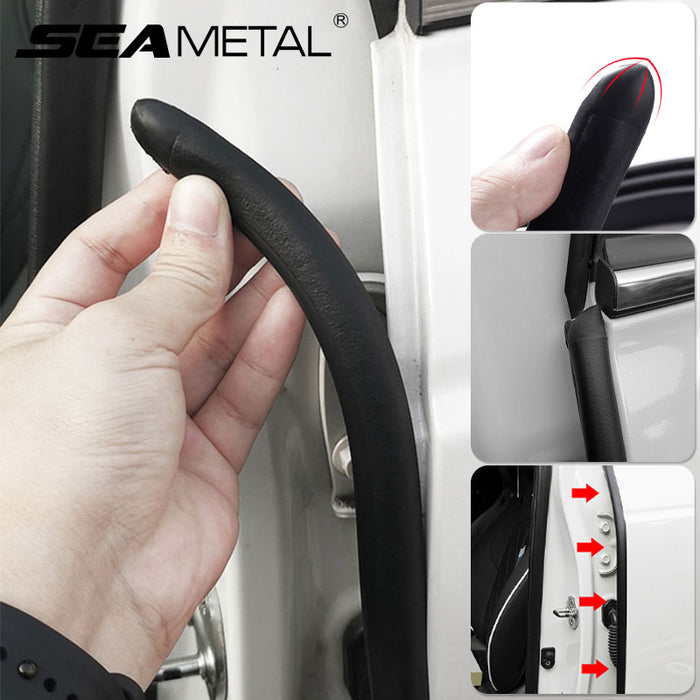 Car B-Pillar Rubber Seal Strip No-Glue Clip-On Snap-In Soundproofing Weatherstrip for Sedan SUV 160cm 200cm