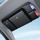 SEAMETAL Faux Leather Car Sun Visor Organizer, Multi-Pocket Storage Pouch for Glasses, Cards & License, Lightweight, Fits Most Vehicles