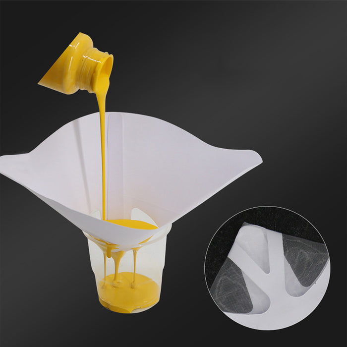 SEAMETAL 50/100Pcs Disposable Paint Funnel Filter Paper Car Paint Spray Mesh Paper Filter Funnel Strainer Conical Straining Tool