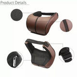SEAMETAL Faux Leather Car Headrest Pillow, Memory Foam Filled, Comfortable Cushion for Vehicle Seat