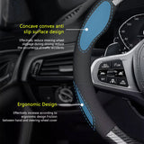 SEAMETAL Carbon Fiber Leather Car Steering Wheel Cover Anti-skid Wear Resistant Suitable Elastic Dustproof Sweat Absorbing 38cm Universal