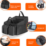 SEAMETAL Large Capacity Collapsible Car Seat Organizer with Multiple Compartments Auto Trunk Cargo Storage Box Interior Supplies