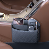 SEAMETAL Diamond Pattern Car Storage Box Multifunctional PU Leather Car Seat Side Storage Bag Large Capacity Universal Pocket Organizer