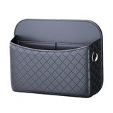 SEAMETAL Diamond Pattern Car Storage Box Multifunctional PU Leather Car Seat Side Storage Bag Large Capacity Universal Pocket Organizer